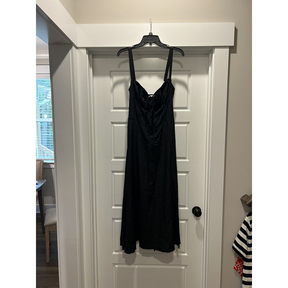 Marthea Black Witchy Whimsigoth Bustier Lace up Back Maxi Dress  Milkmaid SZ XL